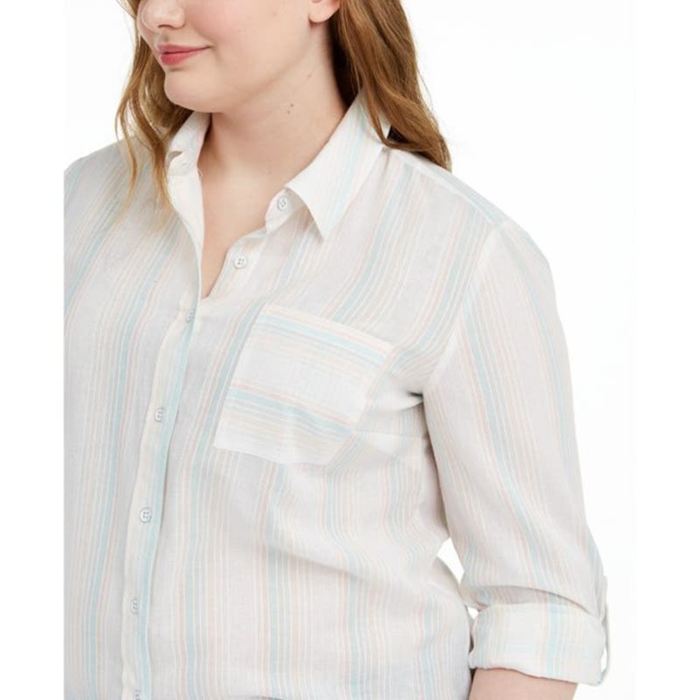Style & Co. Womens Plus Size Striped‎ Shirt, Rainbow, 3X